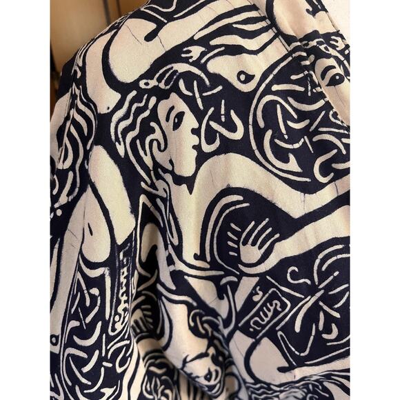 Statement jacket with ethnic print in black and white, size XL - Picture 5 of 6